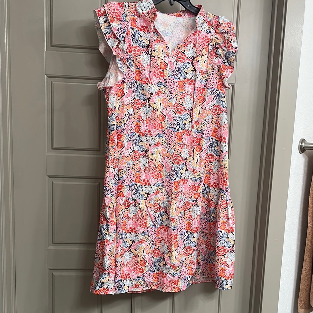 Vibrant Floral Ruffle Sleeve Top